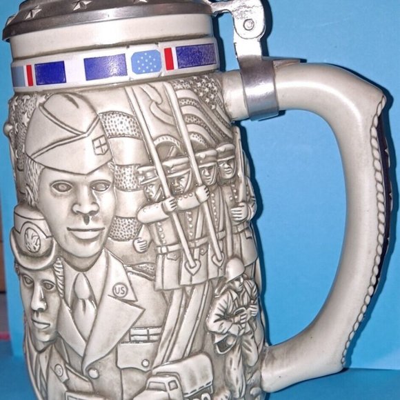 Vintage Beer Stein Tribute To The American Armed Forces 1990 Avon Numbered - Picture 2 of 9